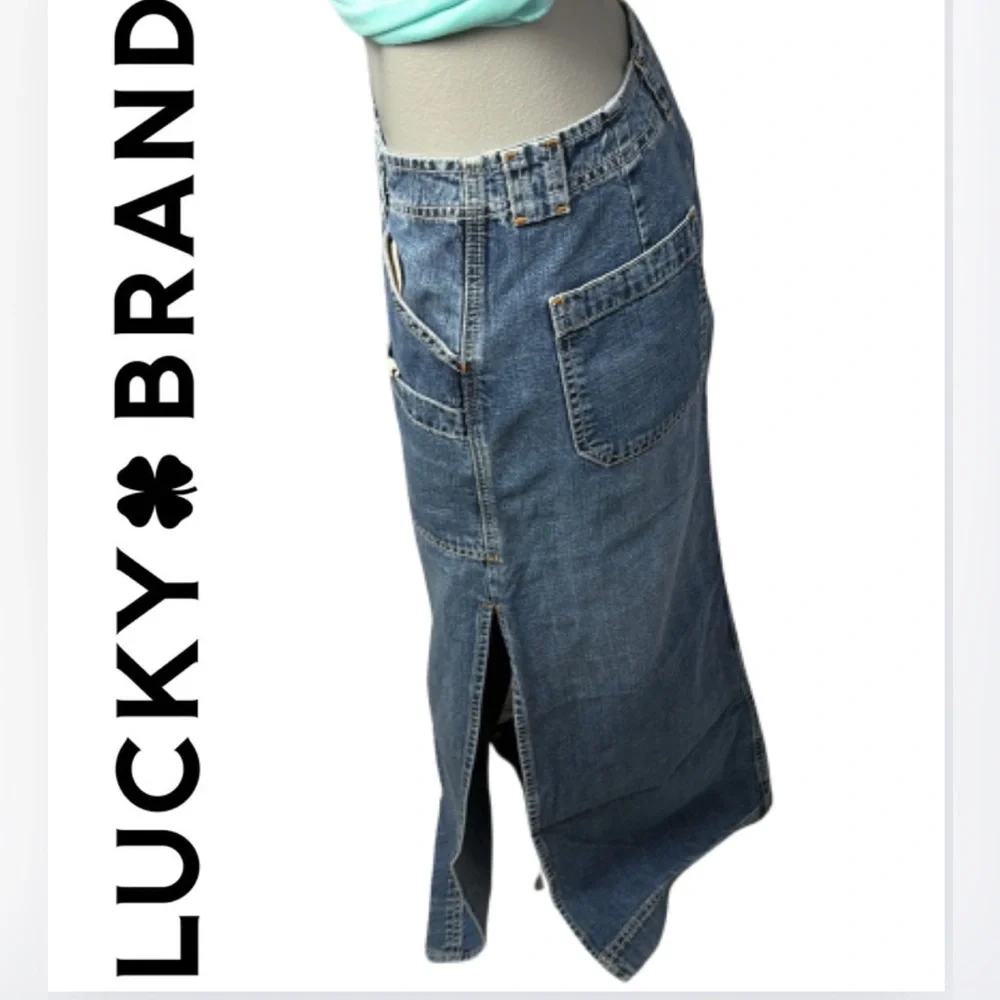 Lucky Brand Denim Maxi Skirt | Vintage Style | Size 4/27 | Side Slits - Picture 6 of 16